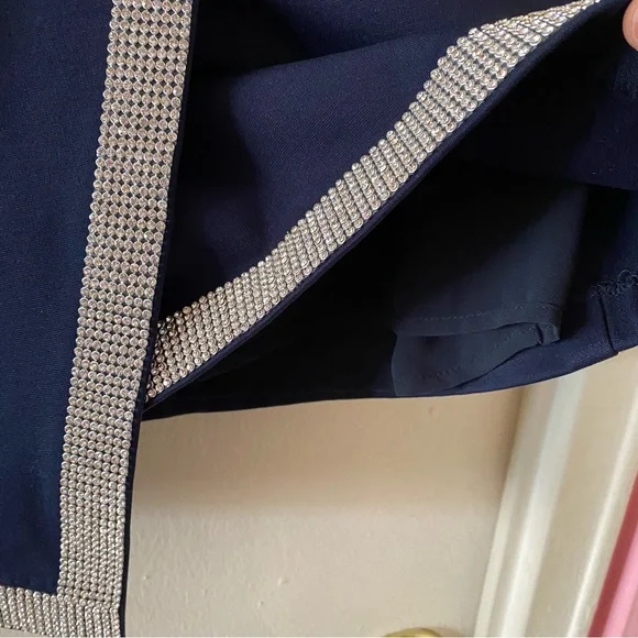 ST Navy Navy Blue Mini Skirt with Rhinestone Trim - Picture 5 of 5